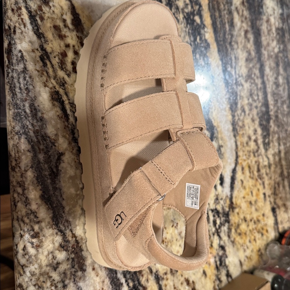 UGG Beige Suede Strap Sandals